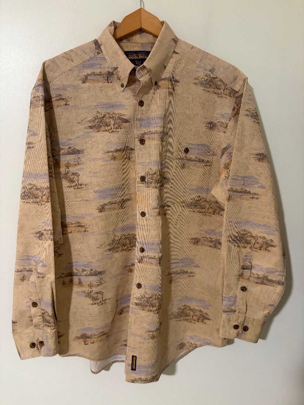 VTG Woolrich Shirt John Rich Bros Elk AOP Men's Size Large